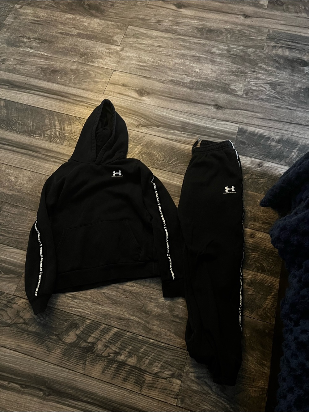 Under Armour Kids Black Hoodie & Jogger Matching Set with White Logo